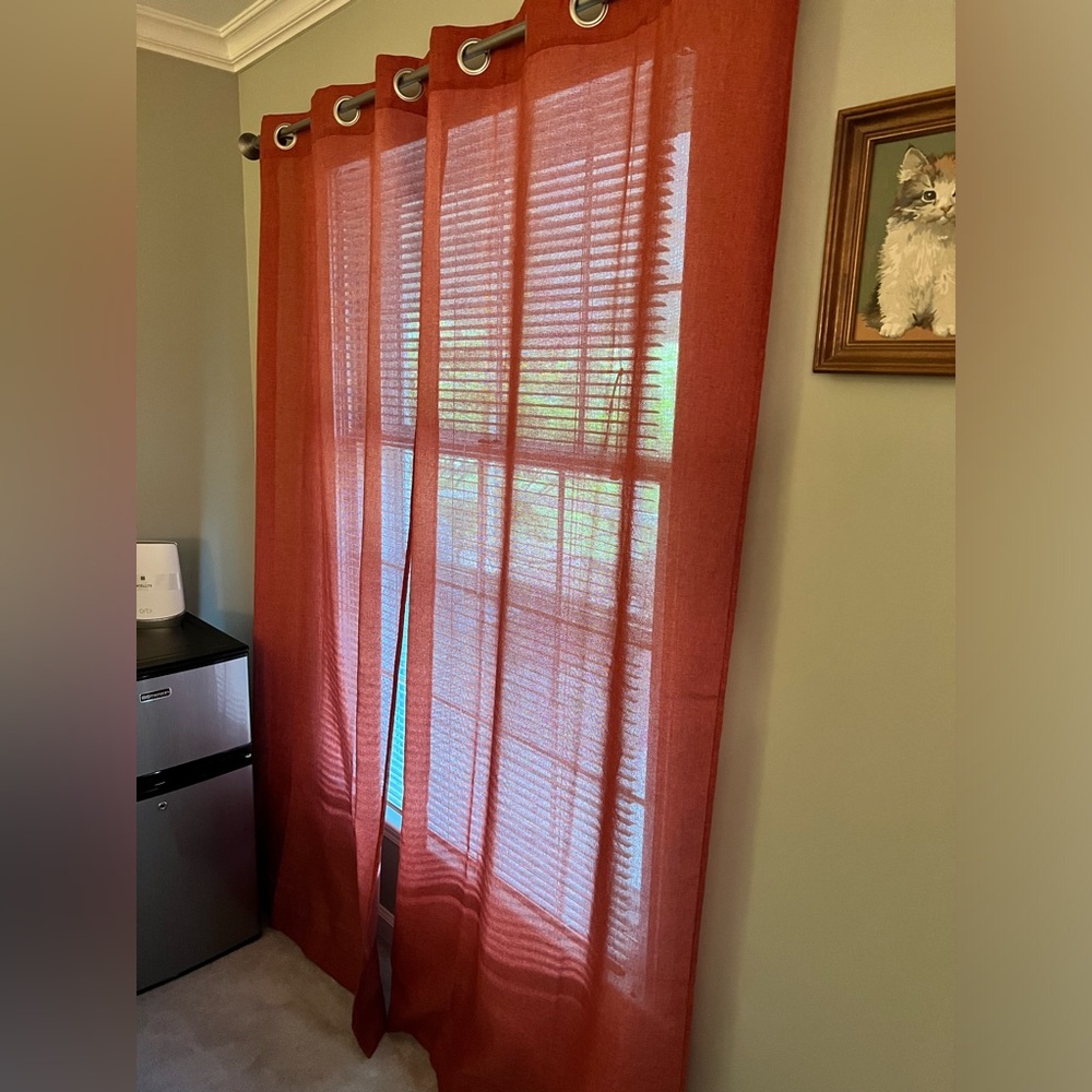 Curtains 2 panels sheer silver grommet linen look